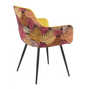 mobiliario-contract-sillon deva metal tapizado velvet amarillo con trasera floral a juego 3 1